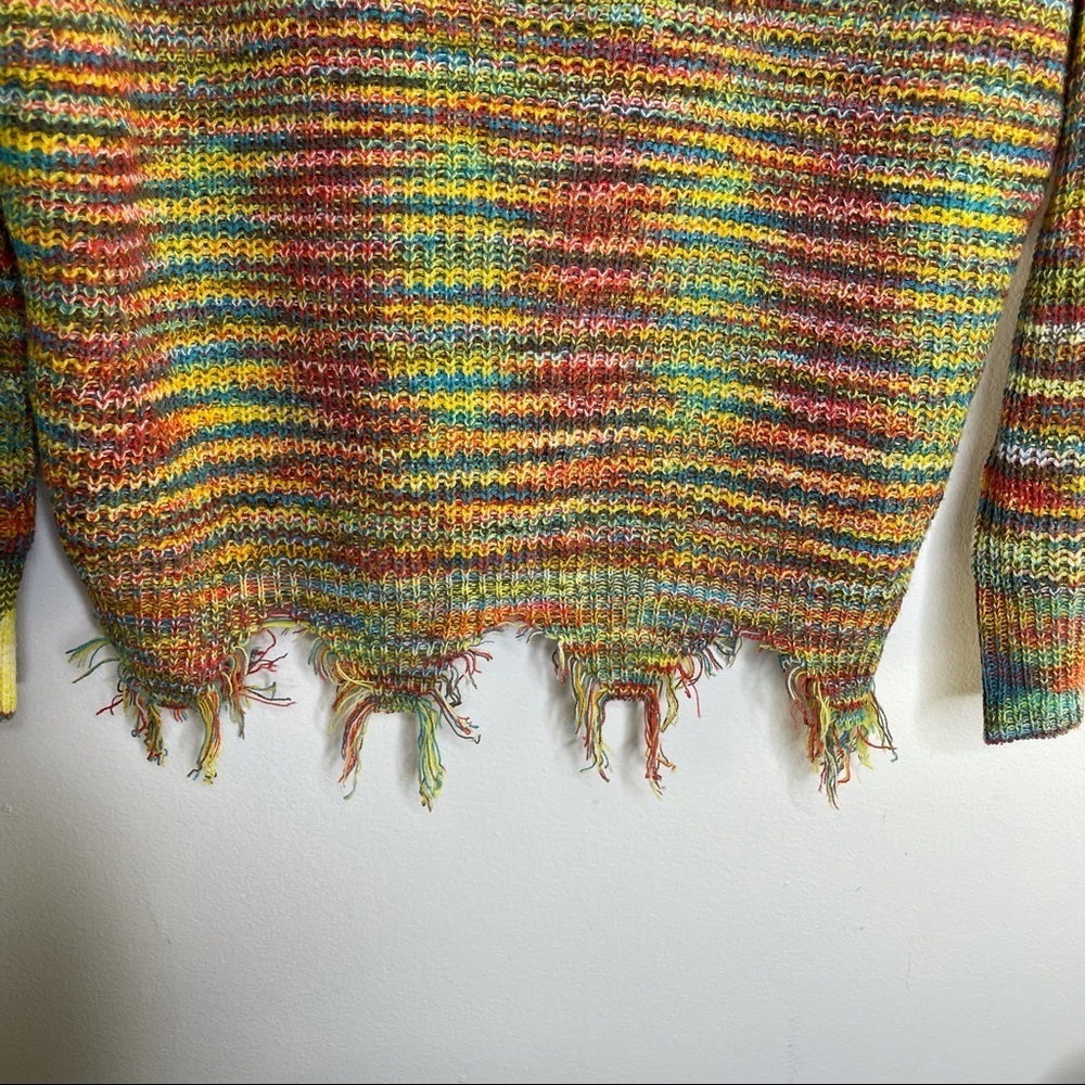 Zaful Multicolor Distressed Sweater Womens OS - Picture 4 of 9